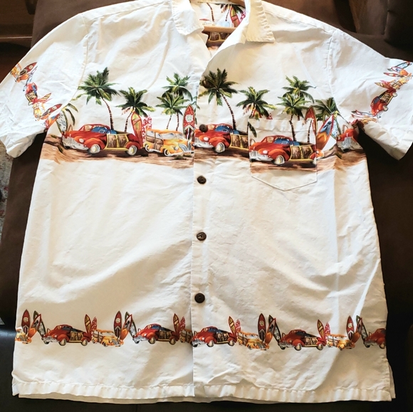 Men's New SS surf scene button up casual shirt - Picture 3 of 4